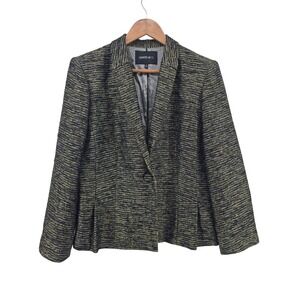 Lafayette 148 Tweed Blazer 12 Black Gold Metallic Luxury Office Evening